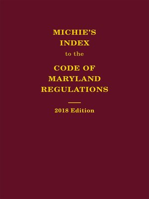 cover image of Michie's Index to the Code of Maryland Regulations